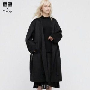 Uniqlo & Theory Black Wool Blend Coat, Brand New with Tag NWT XS